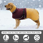 Waterproof Dog Winter Coat, Reflective Turtleneck Fleece Jacket with Snow Protection for Large Dogs, Cold Weather Pet Clothing (Yellow, 3XL)
