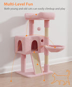 Cat Tree Tower for Indoor Cats Large Adult,Cute/Tall Modern Cat Tree for Big Cats 20 lbs,Plush Multi-Level Cat Condo with Scratching Posts,Hammock, Dangling Ball (Soft Pink, 36 inch)