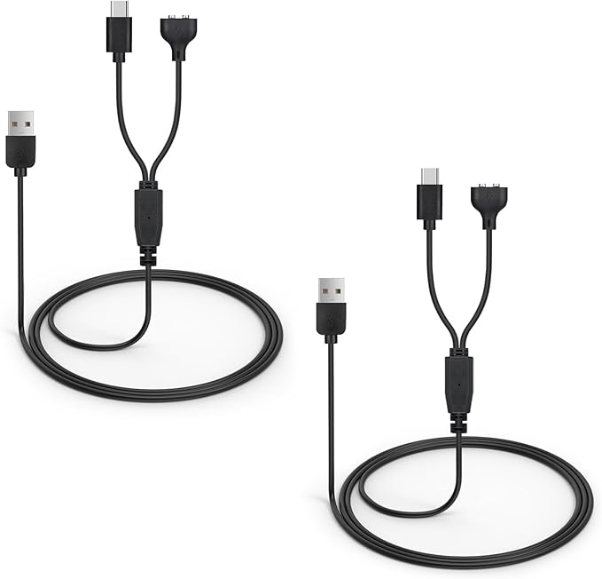 2-Pack Charger Replacement for Delupet Dog Training Collar, Magnetic Charging Cable for Yawpet Shock Collar, Black