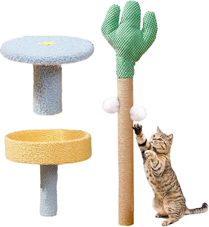 Cat Tree for Indoor Cats,Cactus Cat Climber Stand - Interactive Cat Tree Playhouse, Removable Cat Climber Stand with Space, Scratching Posts, Balls for Small Large Cats