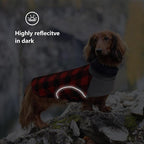 Dog Winter Coat,Dachshund Clothes,Waterproof Miniature Dachshund Jacket,Small Dogs Coat with Harness Hole,Dachshund Jumper with Turtle Neck,Pet Dog Clothes British Style-Red Plaid-L
