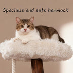 Modern Cat Tree Tower for Indoor Cats, Natural Solid Wooden Branch with Sisal Scratching Post, Log Hardwood for Char-Grilling, Style Cat Furniture with Perches Platform & Toy Ball