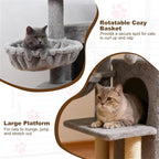 Light Gray 33.5" Cat Tree Tower with 2-Tier Condo, Multi-Level Perches, Sisal Scratching Posts & Anti-Tip Safety Device