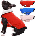 Kuoser Dog Coat Small, Cold Weather Reflective Waterproof Dogs Jacket with Warm Fleece Lining, Turtleneck Dog Winter Coat with Zipper, Doggy Snow Jacket Pet Coats for Small Medium Large Dogs, Red XS