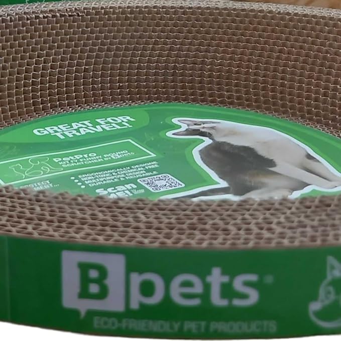 B Kitty Scratcher Cat Bed, Fun for Your Purr-FECT Feline (Round)