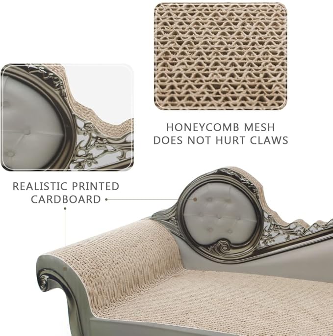 SONGWAY Cat Scratcher Sofa Bed - Corrugated Cardboard Scratching Pad, Luxury Cat Lounge Bed, Furniture Protecter with Textured Scratcher Mat