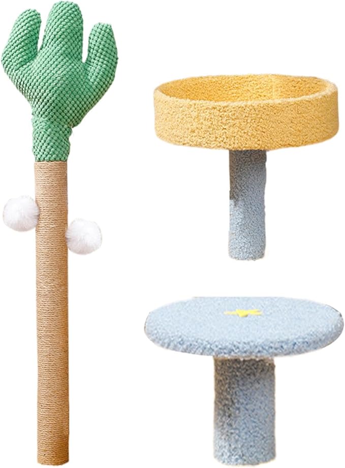Cat Tree for Indoor Cats,Cactus Cat Climber Stand - Interactive Cat Tree Playhouse, Removable Cat Climber Stand with Space, Scratching Posts, Balls for Small Large Cats