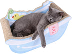 Cat Bed - Bathtub Nest with Scratching Board | Bathtub-Shaped Calming Cat Bed - for Kitten Puppy Small Dog Pet Home Decor Living Room Balcony Apartment Dorm Sleeping Play