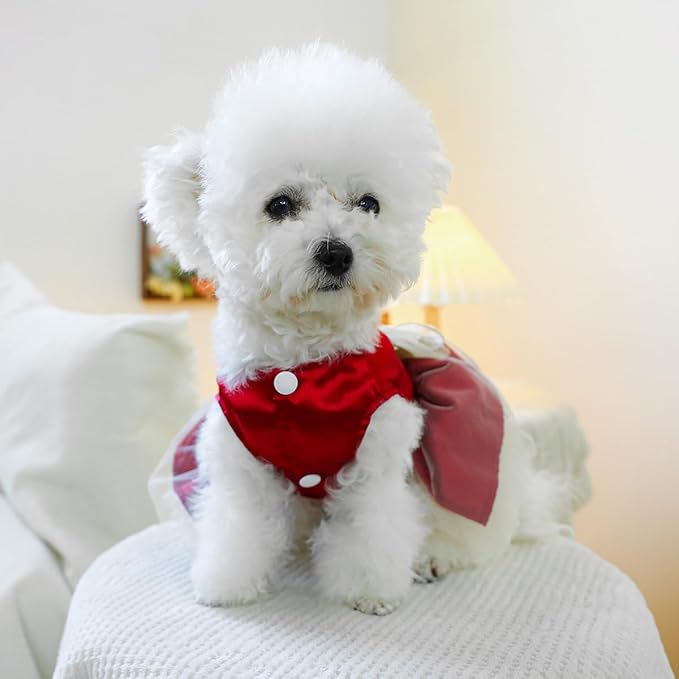 Fashion Sweet Puppy Dog Blingbling Princess Skirt Pet Dog Lace Cake Camisole Tutu Dress H-red M