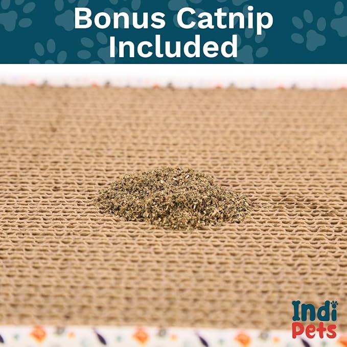 Indipets Two Pieces Extra Wide Cat Scratching Pads, Two Pieces of Large Cardboard Scratchers, Reversible Cat Scratcher