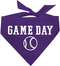 Game Day Dog Bandana | 100% Cotton Adjustable Triangle | Made in USA | Baseball| Sports | Biggest Fan | Game Day | Purple, X-Small (1054)