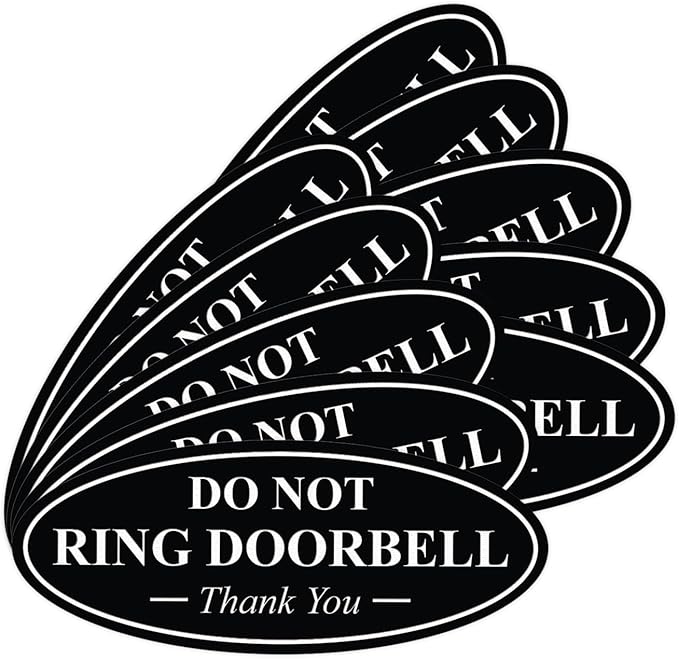 All Quality Oval DO NOT Ring DOORBELL Thank You Sign - Black Small 10 Pack