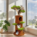 73-Inch Tall Wooden Multi-Cat Tree for Indoor Cats - Features 2 Spacious Hammocks, 2 Large Top Beds, 8 Scratching Posts, and Durable Natural Wood Design for Large Adult Cats