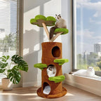 73-Inch Tall Wooden Multi-Cat Tree for Indoor Cats - Features 2 Spacious Hammocks, 2 Large Top Beds, 8 Scratching Posts, and Durable Natural Wood Design for Large Adult Cats