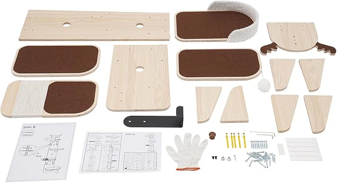Cat Climbing Frame, 4 Tier Door Mounted Cat Tree, Sisal Scratching Board, Multi Level Cat Condo, Space Saving Elk Shaped Cat Shelf, Door Hanger with Plush Ball Toy