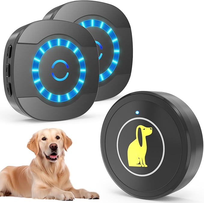 Dog Door Bell, Dog Bell for Training Doggie Door Bell for Dog Puppy Training Sliding Door/Go Outside Doorbell and Waterproof Touch Button