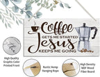 Hanging Coffee Wood Decor Sign, Jesus Keeps Me Going, Printed Wooden Plaque Decor, Coffee Bar Sign, Rustic Farmhouse Kitchen Wall Decor Sign 12x6 inch