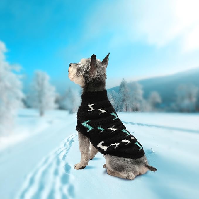 Dog Sweaters Dog Pullover Sweater Cold Weather Cable Knitwear Thick Warm Outfits for Medium Dogs Large Dogs (Black-XL)