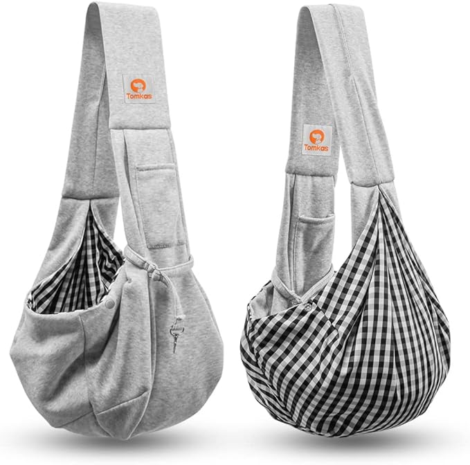 Tomkas Small Dog Sling Carrier - Classic Pocket & Classic Strap- for 3-12 lbs Pets (Gray, M - Classic Pocket & Classic Strap)