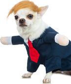 Dog Suit Costume Pet Wedding Shirt with Wig Funny Dog Suit and Tie for Small Medium Dog Cat Wedding Party Formal Gentleman Clothes (XL)