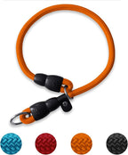 LOS ANDES Dog Slip Collar with Slidable Stopper, No Pull Choker Training Martingale Collar for Small Medium Large Dogs, Nylon, Orange, S (15 in x 8 mm)