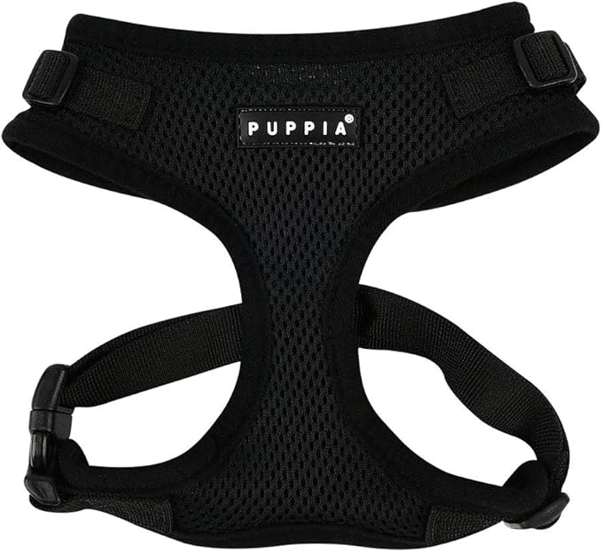 Authentic Puppia RiteFit Harness with Adjustable Neck, Black, Extra-Large