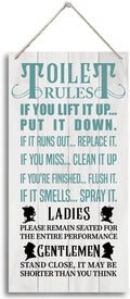 Bathroom Rules Wood Decor Sign, Toilet Rules, Hanging Printed Wooden Plaque Décor, Funny Bathroom Wall Décor, Vintage Bathroom Decor, Toilet Wall Decor Signs, Restroom Wooden Hanging Sign 12x 6inch