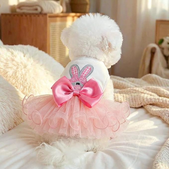 Furbabycare® Elegant Sweet Easter Puppy Dog Blingbling Princess Skirt Pet Dog Lace Cake Camisole Tutu Dress C-Easter Bunny-2 Small