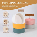 Elevated Ceramic Cat Bowl - Cat Food Bowl with Bamboo Stand - Raised Dog Dish for Puppies - Anti Vomiting, Stress Free - 13.5 oz / 400 ml - Yellow
