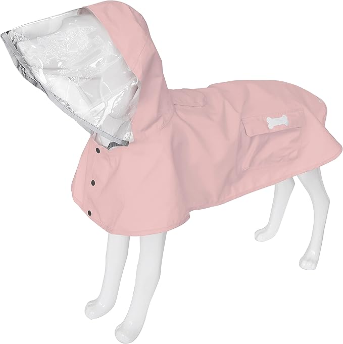 Dog Raincoat,Waterproof Rain Poncho with Hoodie, High Reflective Adjustable Pet Rain Jacket with Leash Hole for Small Medium and Large Dogs (Pink, Large)