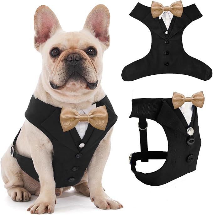 AVERYDAY Dog Tuxedo for Wedding Outfit, Dog Suit and Tie Costumes for Birthday, Halloween, Cosplay, Christmas Party, Pet Formal Wear with Bowtie, Tux for Medium Large Dogs, Bulldog, Labrador, Husky