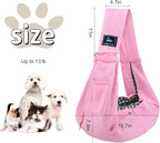 CUBY Dog and Cat Sling Carrier - Hands Free Reversible Pet Papoose Bag - Soft Pouch and Tote Design - Suitable for Puppy, Small Dogs Cats Outdoor (Pink, Unadjustable Strap)