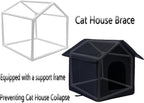 Cat Houses for Outdoor Cats Outdoor Houses for Feral Cats Cat House with Weatherproof Canvas Roof Stray Shelter (Cat House Black, Medium-Houses)