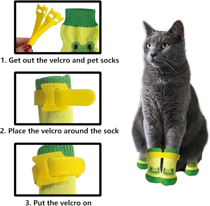 24Pcs Cat Mittens to Prevent Scratching,Cute Patterned Non Slip Cat Booties,Multi Colored Cats Shoes with Adhesive Tabs,Ideal for Bathing Cats,Trimming Nails Walking Puppies