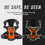 BARKBAY No Pull Dog Harness Front Clip Heavy Duty Reflective Easy Control Handle for Large Dog Walking(Orange,S)