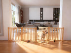 YOCAN Paint-Free Wooden Freestanding Dog Gates with Door for The House,Doorways, Stairs,Wood Dog Fences Indoor Pet Gate,Step Over Fence-4 Panel