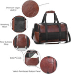 Fashion Dog Carrier Pet Carrier Airline Approved Cat Carrier for Small Dogs Cats Under 15 Lbs, Vegan Leather Collapsible Soft Sided Travel Puppy Carrier