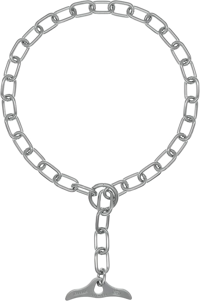 Herm Sprenger Chrome Plated Steel Fur Saver Dog Collar with Medium Links and Toggle Closure Professional Training Collar for Small Medium Large Dogs Correction Slip Chain Made in Germany (26in (65cm))