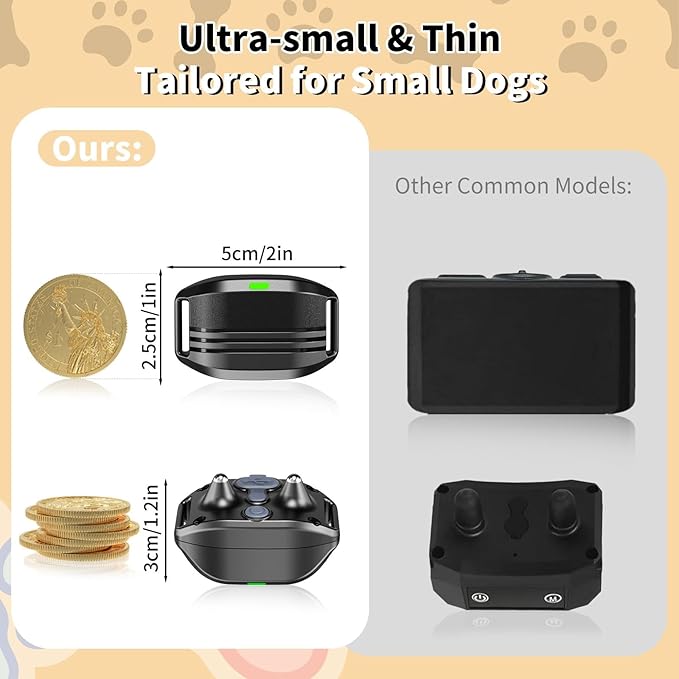 Shock Collar for Small Dogs, Electric Dog Training Collar with Remote,Tailored for 5-30lbs Small Dogs,3 Training Mode Beep, Vibration, Safe Shock(0-9) Waterproof, 1900ft Range (Black, Small)