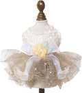Furbabycare® Elegant Sweet Fashion Puppy Dog Blingbling Princess Skirt Pet Dog Lace Cake Camisole Tutu Dress I-Camellia X-Small