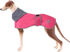 Geyecete Dog Winter Coat Geyecete Greyhound Raincoat Fabric with Lamb Velvet Inside Outdoor Dog Apparel with Adjustable Bands for Medium, Large Dog-Pink-XXL