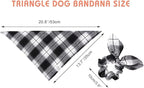 E-Clover Christmas Plaid Dog Scarf & Matching Scrunchie Set - Triangle Pet Bandana Bibs for Small Dog Puppy Owner Birthday Gifts - Black & White