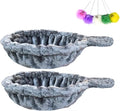 SHENGOCASE 2-Pack 14.6" Large Grey Cat Tree Tower Replacement Basket Lounger Hammock Bed, 5pcs Hanging Pom-pom Toys with Elastic Strings, Cat Tree Accessories Hammock Attachment