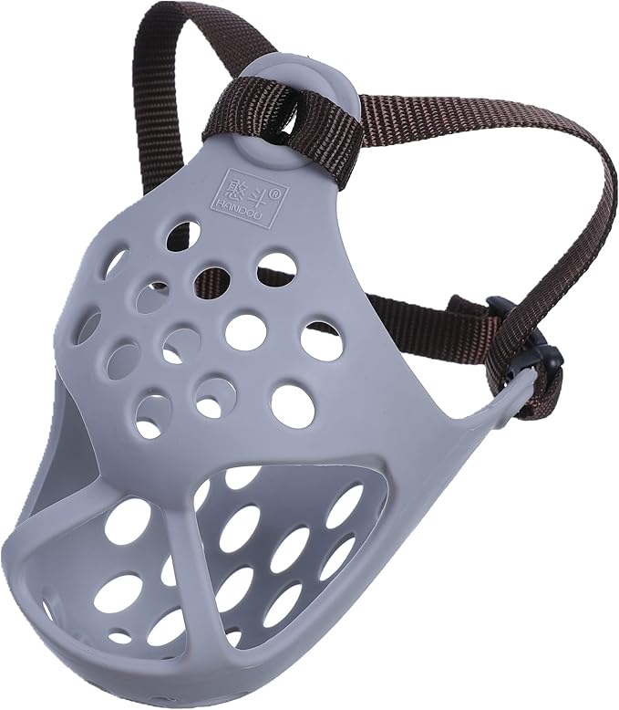 Short Snout Dog Muzzles,Soft Silicone Adjustable Breathable Bulldog Muzzle for Biting Chewing Barking Training,Ideal for Flat-Faced Dogs (X-Large/17-21" (Pack of 1), Grey)