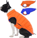 Lelepet Reversible Dog Coat Waterproof Dog Jacket Windproof Puffer Vest for Winter Warm Lightweight Coats for Small Dogs Adjustbale Hook & Loop Pet Apparel with Leash Hole, Chihuahua, Orange, XS