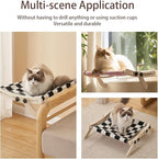 Cat Window Perch, No Screws Easy to Adjust & Assemble, Adjust Wooden Seat for Kitten Bedside Windowsill, Wooden Cats Furniture