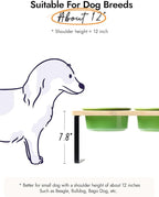 Elevated Dog Bowls, Raised Dog Bowl Stand with Two 6.5 inch Ceramic Bowl, Non-Slip Puppy Food and Water Bowls, Dogs Feeder for Small and Medium Breed,Green