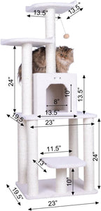 Cat Tree - Beauty, 5-Level Condo & Perches, Ivory, 28"x27"x62"