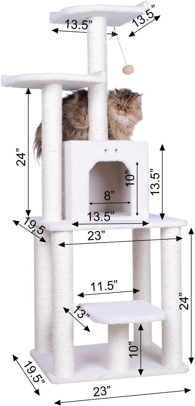 Cat Tree - Beauty, 5-Level Condo & Perches, Ivory, 28"x27"x62"