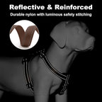 Plutus Pet Adjustable No Pull Dog Harness with Leather Accents, Heavy Duty Reflective Nylon Vest for Training, Hiking, Easy Walk Harness for Small, Medium, Large Dogs (Chocolate, M)